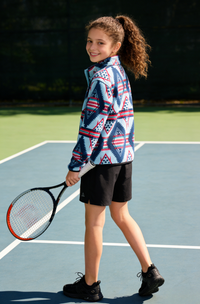 Boys' and girls' quarter-zip fleece jacket |  Y-06-008  Sky Blue，Navy
