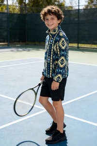 Boys' and girls' quarter-zip fleece jacket |  Y-06-008  Sky Blue，Navy
